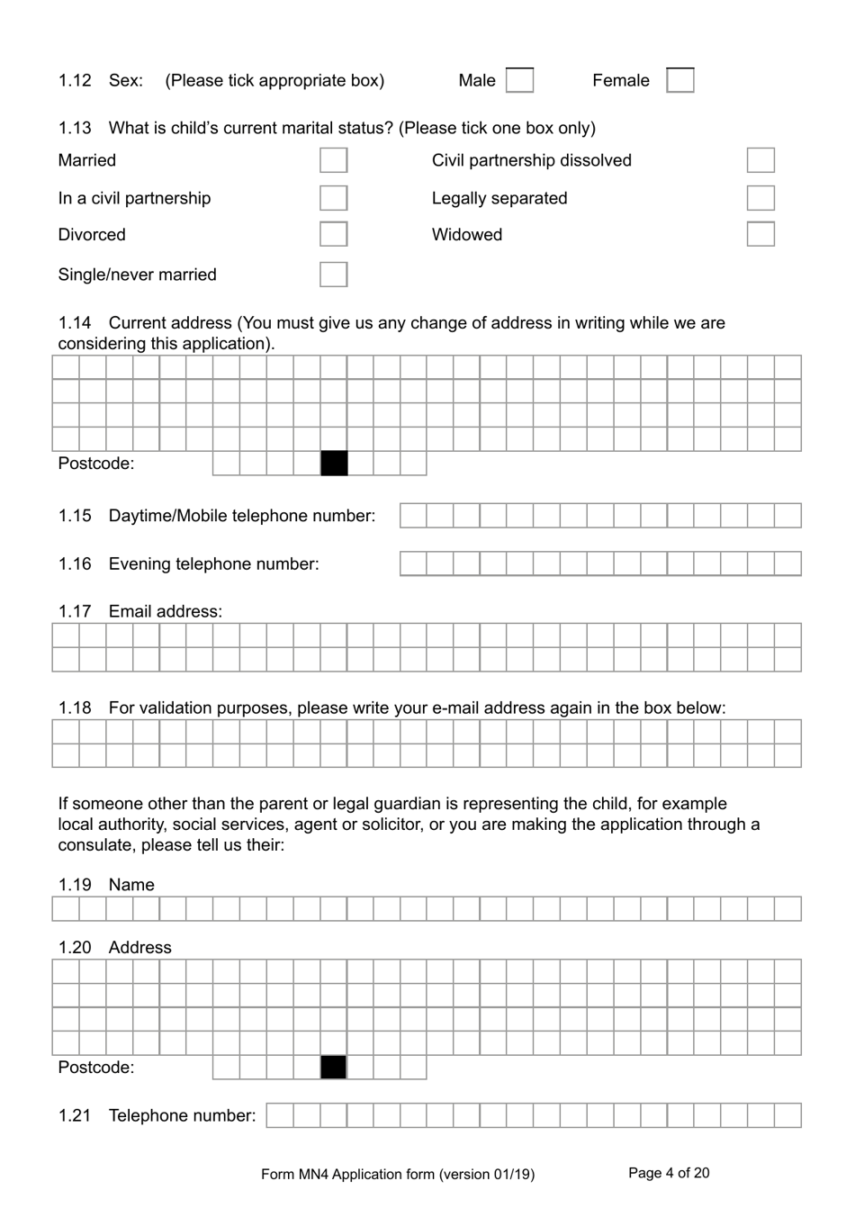 Form MN4 Application for Registration of a Child Under 18 as a British Subject - United Kingdom, Page 4