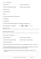 Form RN Declaration of Renunciation of British Citizenship, British Overseas Citizenship, British Overseas Territories Citizenship, British National (Overseas) or British Subject Status - United Kingdom, Page 2
