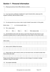 Form ROA Application for a Certificate of Entitlement to the Right of Abode - United Kingdom, Page 2