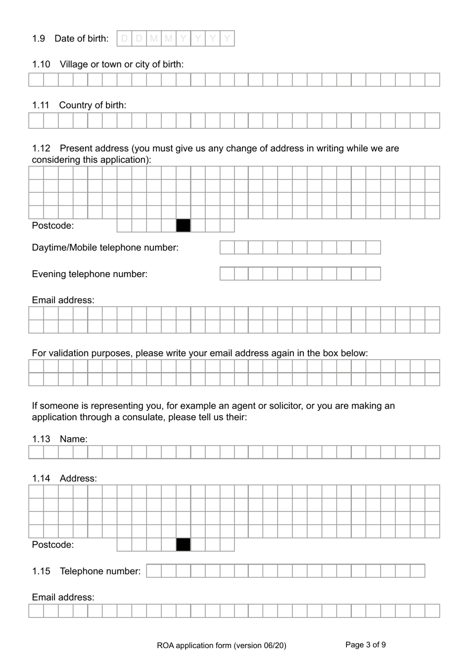 Form ROA Application for a Certificate of Entitlement to the Right of Abode - United Kingdom, Page 3
