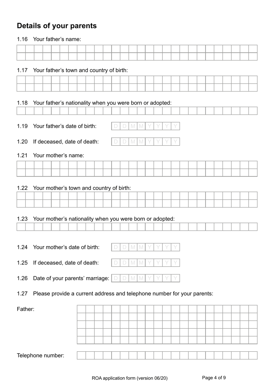 Form ROA Application for a Certificate of Entitlement to the Right of Abode - United Kingdom, Page 4
