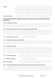 Form ROA Application for a Certificate of Entitlement to the Right of Abode - United Kingdom, Page 5