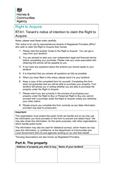 Document preview: Form RTA1 Tenant's Notice of Intention to Claim the Right to Acquire - United Kingdom