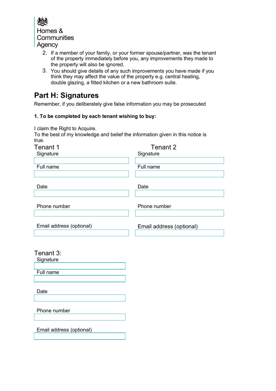 Form RTA1 Tenants Notice of Intention to Claim the Right to Acquire - United Kingdom, Page 6