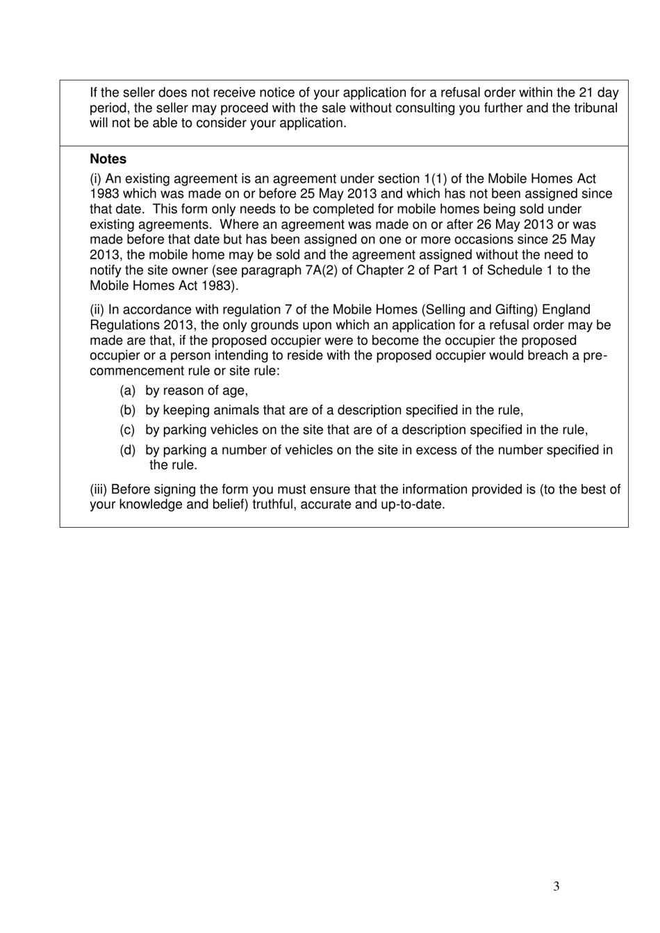 Schedule 2 Notice of Proposed Sale Form: Park Homes - United Kingdom, Page 3