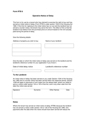 Document preview: Form RTB8 Operative Notice of Delay - United Kingdom
