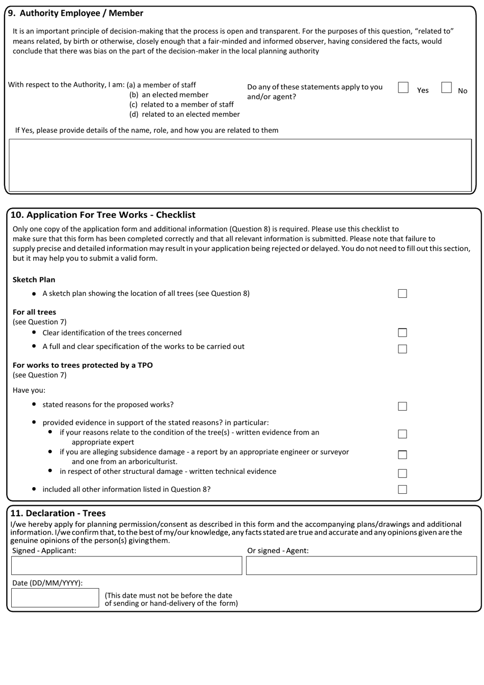 United Kingdom Application for Tree Works: Works to Trees Subject to a ...