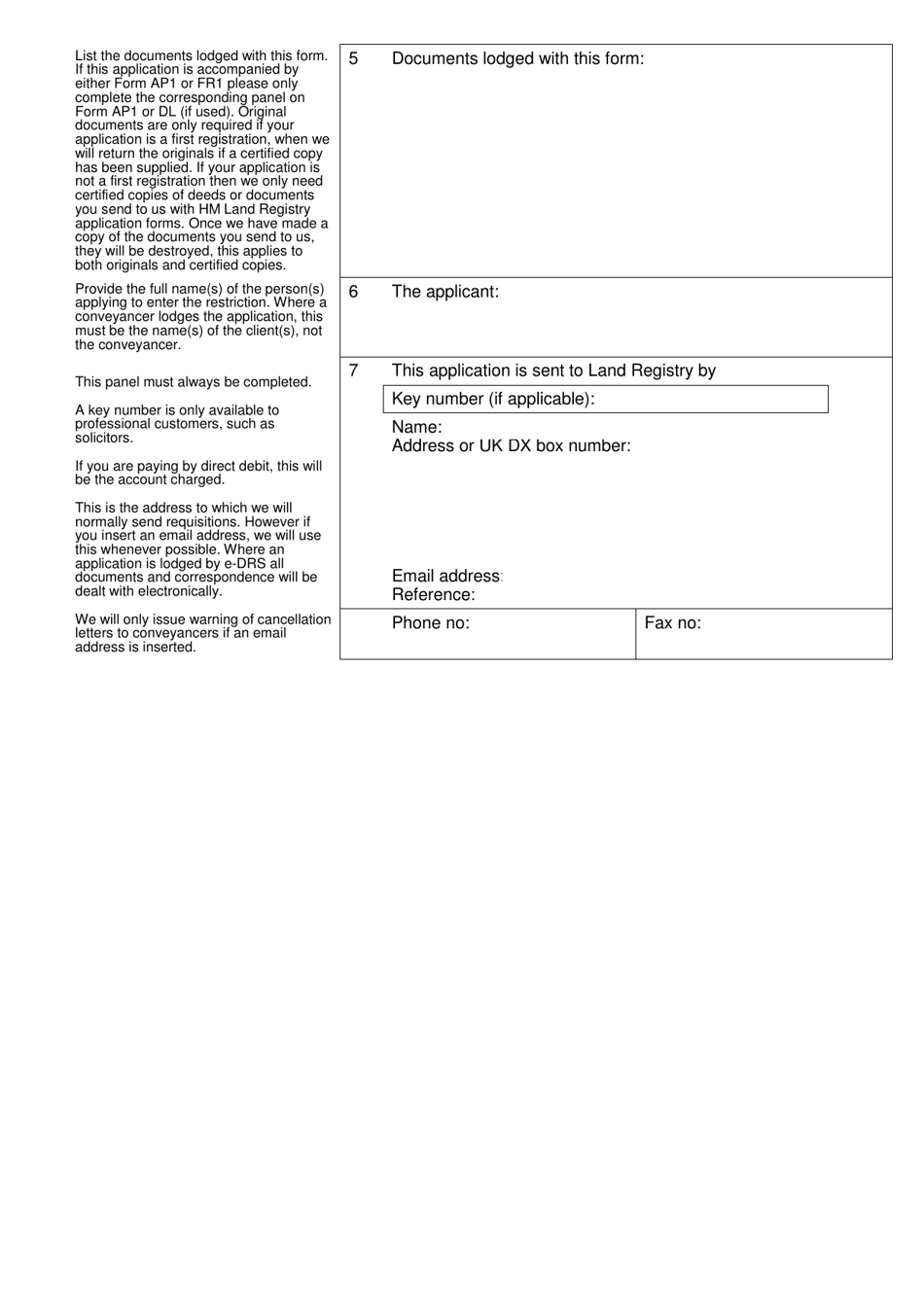 Form RX1 Application to Enter a Restriction - United Kingdom, Page 2