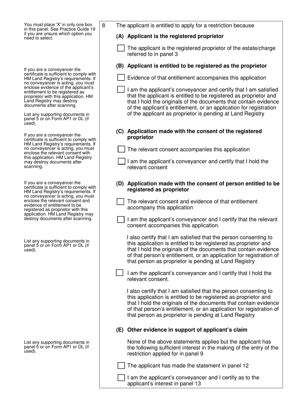 Form RX1 Application to Enter a Restriction - United Kingdom, Page 3
