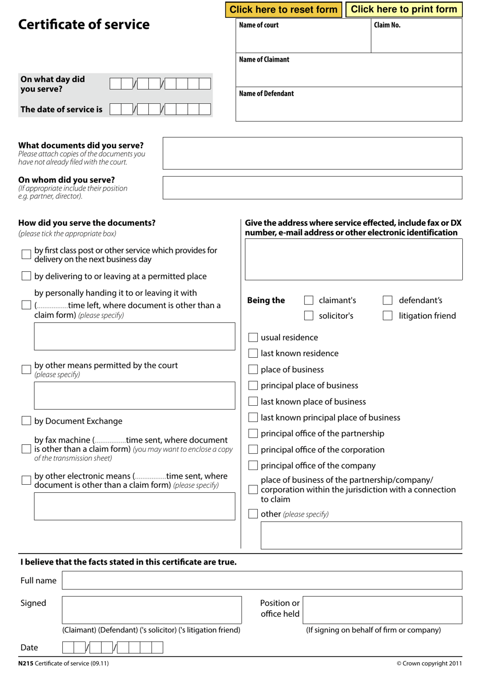 Form N215 - Fill Out, Sign Online and Download Fillable PDF, United ...