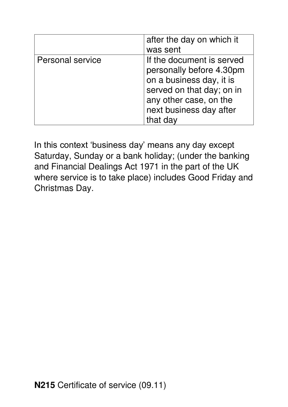 Form N215 Certificate of Service (Large Print) - United Kingdom, Page 10