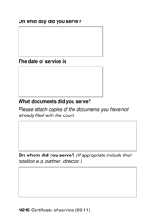 Form N215 Certificate of Service (Large Print) - United Kingdom, Page 2