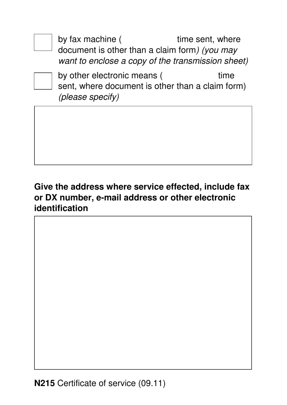 Form N215 Certificate of Service (Large Print) - United Kingdom, Page 4