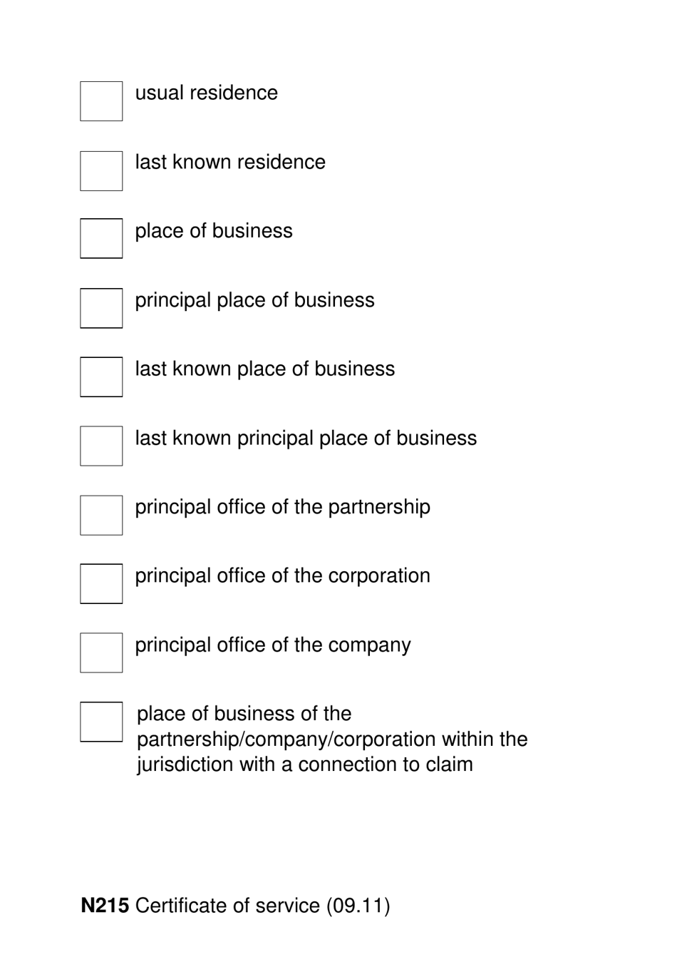 Form N215 Certificate of Service (Large Print) - United Kingdom, Page 6