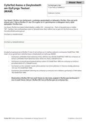 Document preview: Form FM1 Family Mediation Information and Assessment Meeting (Miam) - United Kingdom (Welsh)