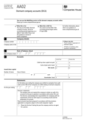 Document preview: Form AA02 Dormant Company Accounts (Dca) - United Kingdom