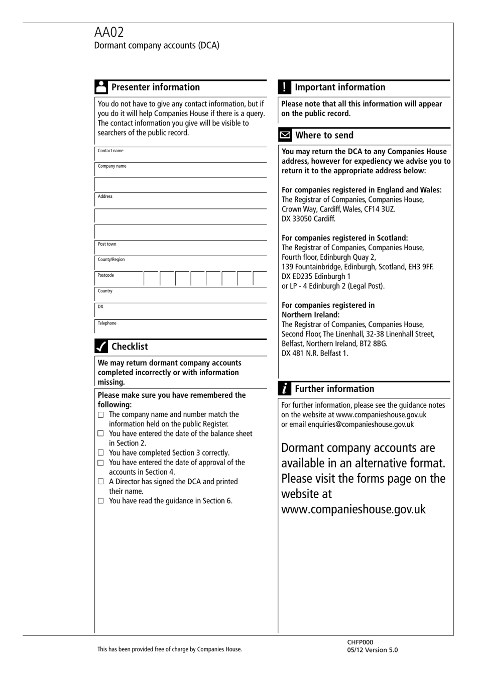 Form AA02 Dormant Company Accounts (Dca) - United Kingdom, Page 3