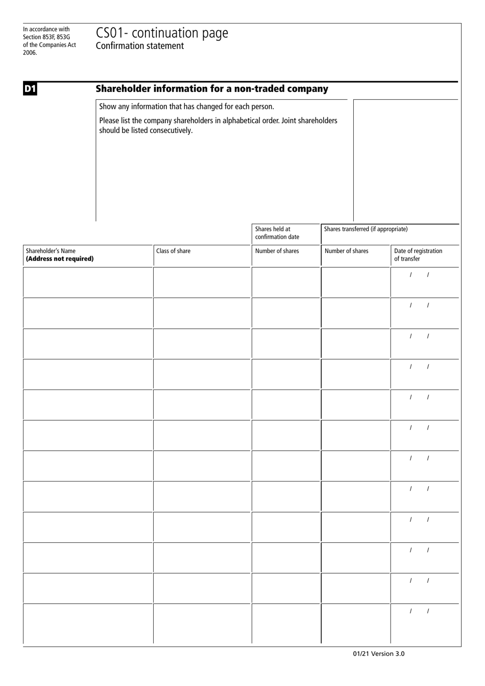 Form CS01 Confirmation Statement Continuation Page - United Kingdom, Page 3