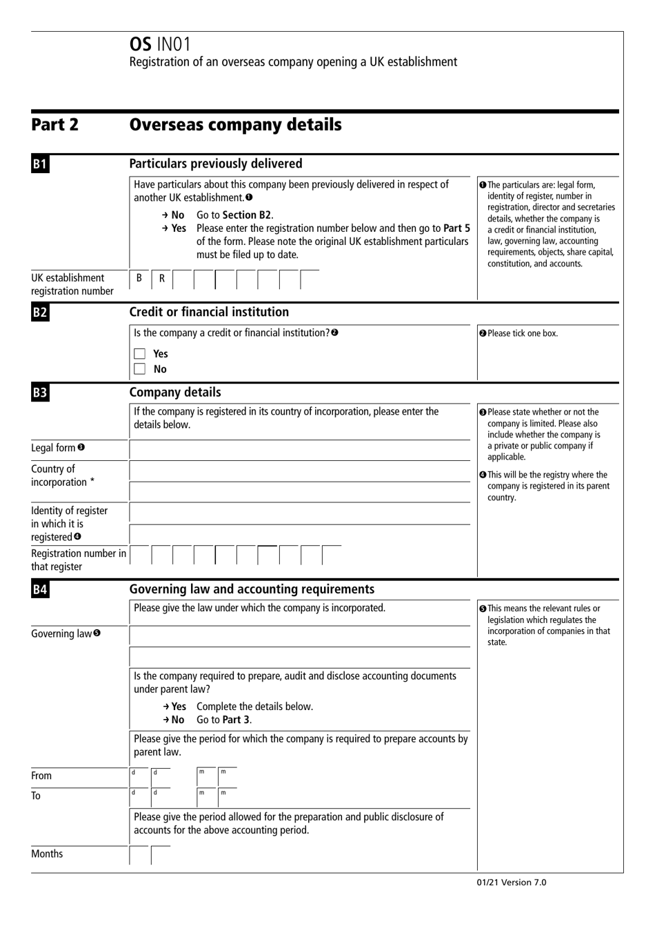 Form OS IN01 Registration of an Overseas Company Opening a UK Establishment - United Kingdom, Page 2