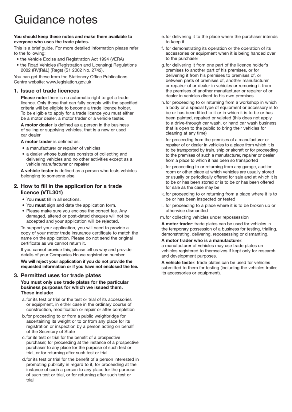 Form VTL301 Application for a First Trade Licence or Additional Licences - United Kingdom, Page 3