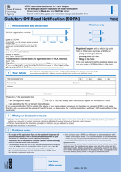 Form V890 &quot;Statutory off Road Notification (Sorn)&quot; - United Kingdom