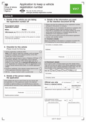Form V317 Application to Keep a Vehicle Registration Number and Put It on Another Vehicle - United Kingdom, Page 2