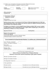Form 77W Notice of the Disuse of a Certified Place of Meeting for Religious Worship Pursuant to the Places of Worship Registration Act 1855 - United Kingdom (English/Welsh), Page 2