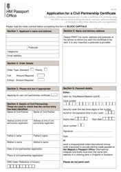 Document preview: Application for a Civil Partnership Certificate - United Kingdom