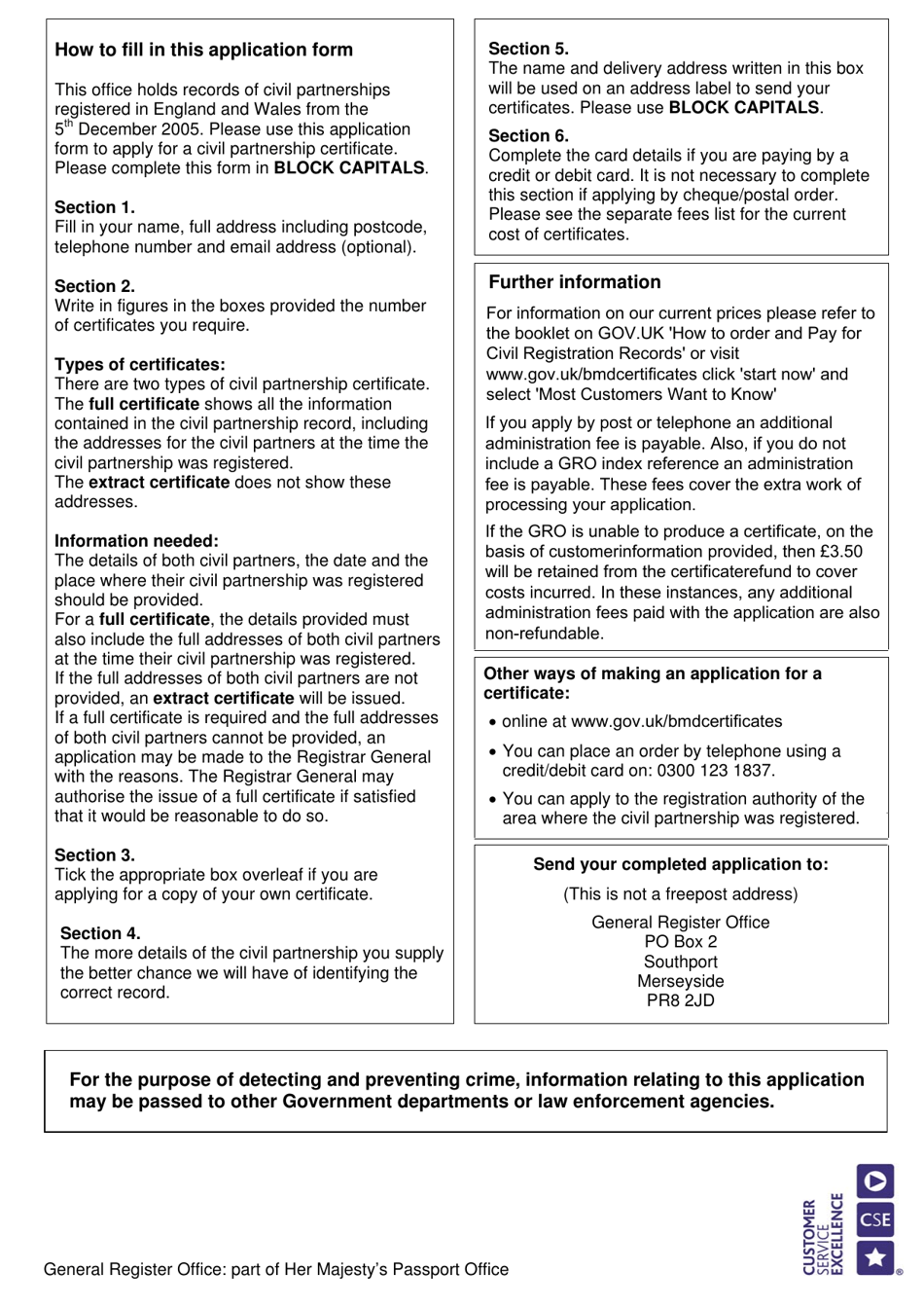 United Kingdom Application For A Civil Partnership Certificate Download   Page 2 Thumb 950 