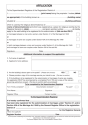 Form 78 Certificate and Application for the Registration of a Place of Religious Worship for the Solemnization of Marriages Under SEC 41 and/or SEC 43a of the Marriage Act 1949 - United Kingdom, Page 2