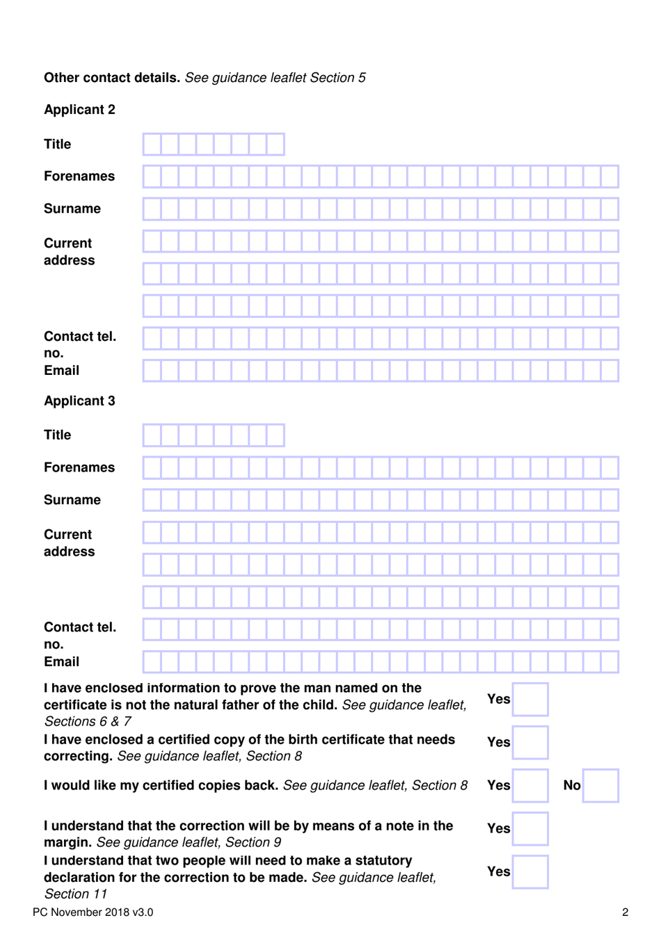 Application Form to Remove the Wrong Fathers Details From a Birth Registration - United Kingdom, Page 2