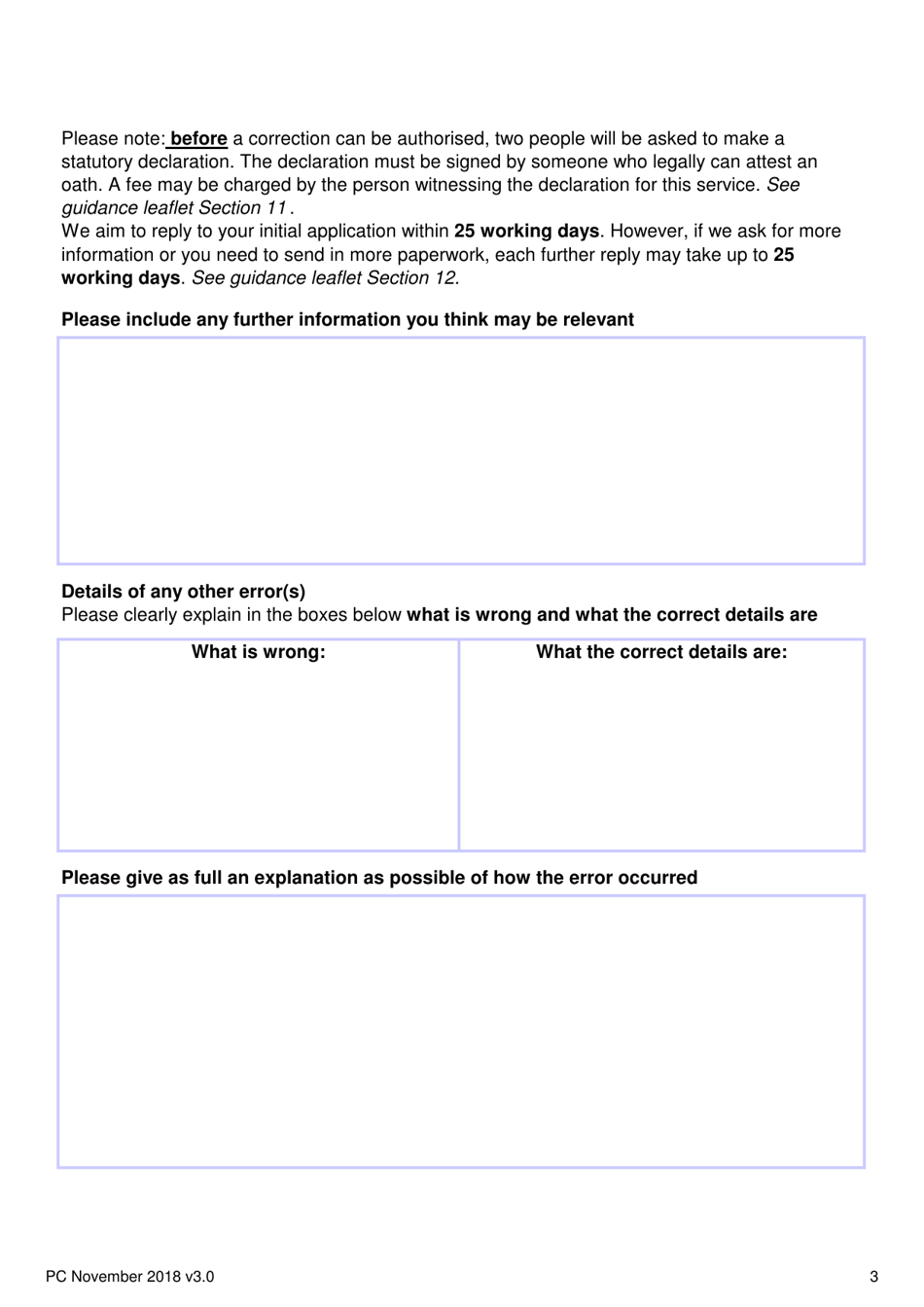 Application Form to Remove the Wrong Fathers Details From a Birth Registration - United Kingdom, Page 3