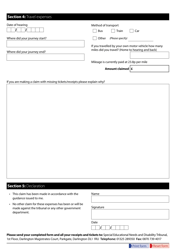 Form SEND15AYP Expenses Claim Form for a Young Person - United Kingdom, Page 2