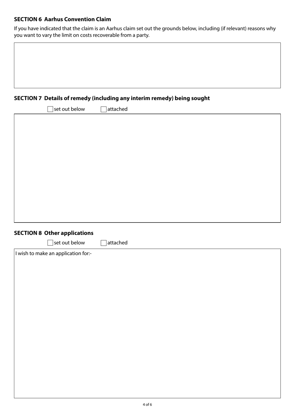 Form N208PC Planning Statutory Review - Part 8 Claim Form (Cpr8.1(6) and Practice Direction 8c) - United Kingdom, Page 4