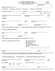 Form EBT-10 &quot;Request for Ri Ebt Card&quot; - Rhode Island