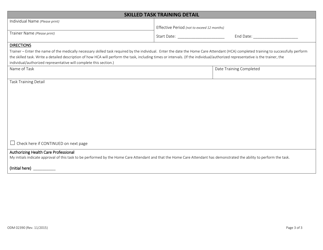 Form ODM02390 Home Care Attendant (Hca) Skilled Task Authorization - Ohio, Page 3