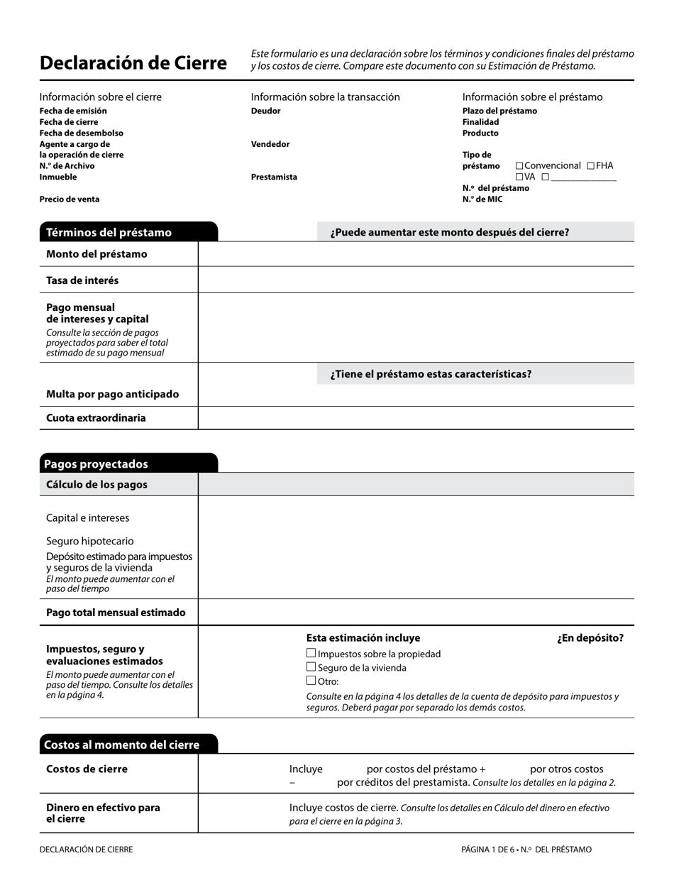 Formulario H-28(F) Mortgage Loan Transaction Closing Disclosure (Spanish), Page 2