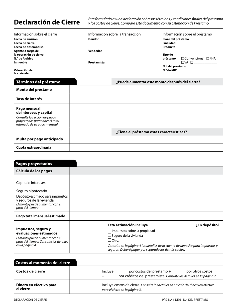 Formulario H-28(F) Mortgage Loan Transaction Closing Disclosure (Spanish), Page 3
