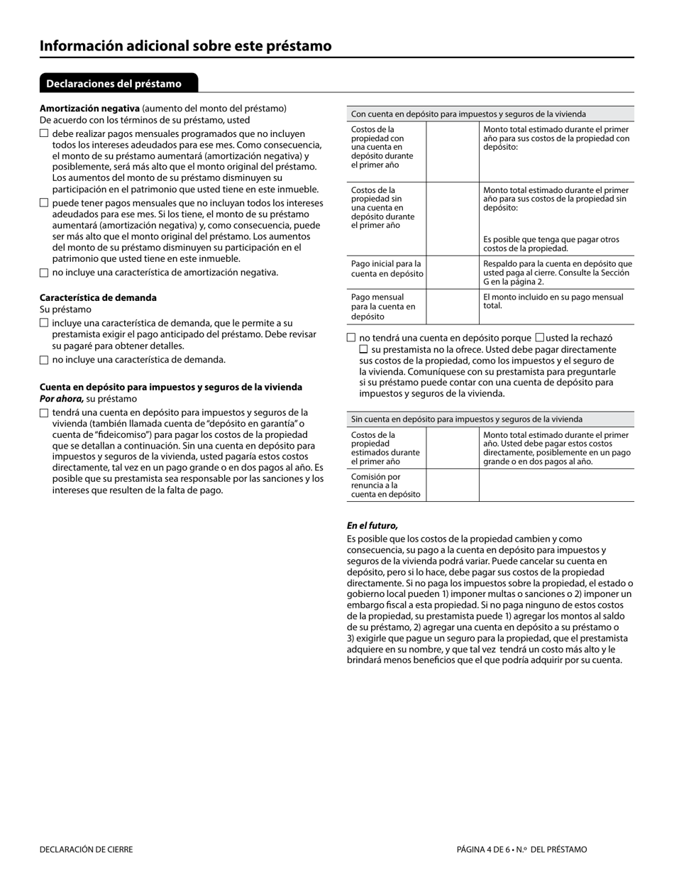 Formulario H-28(F) Mortgage Loan Transaction Closing Disclosure (Spanish), Page 7