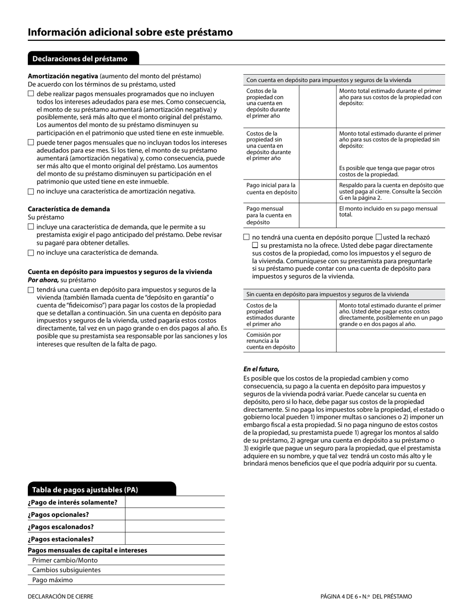 Formulario H-28(F) Mortgage Loan Transaction Closing Disclosure (Spanish), Page 9