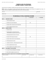 Document preview: Form MC282 TB Tuberculosis (Tb) Program Income Eligibility Worksheet - California