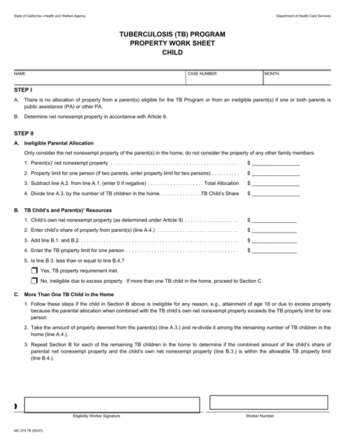 Form MC279 TB  Printable Pdf