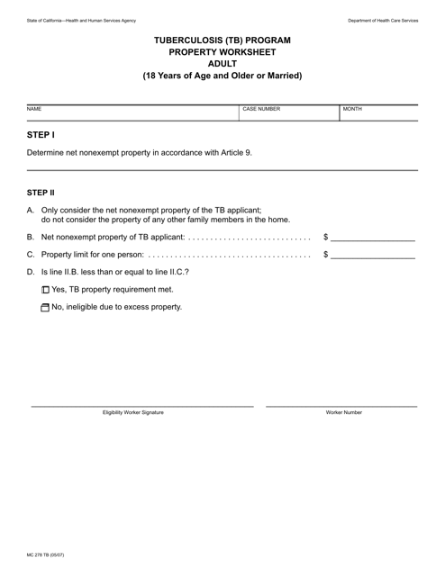 Form MC278 TB  Printable Pdf