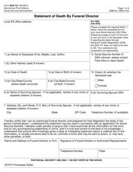 Form SSA-721 Statement of Death by Funeral Director