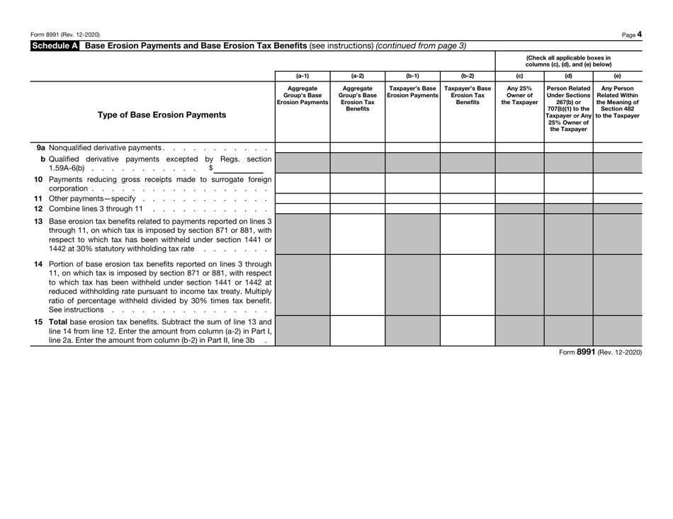 IRS Form 8991 Download Fillable PDF or Fill Online Tax on Base Erosion ...