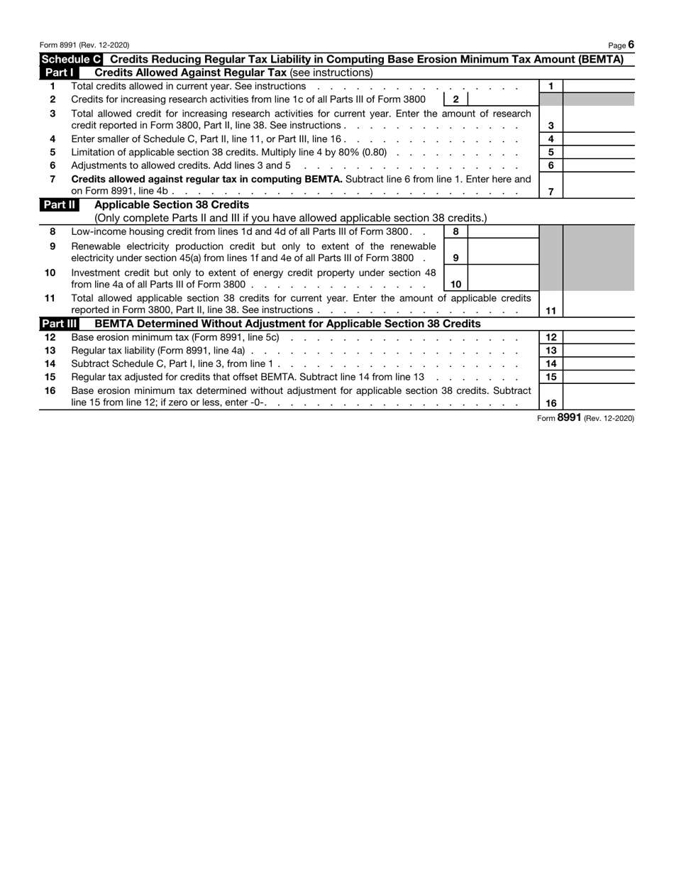 IRS Form 8991 Download Fillable PDF or Fill Online Tax on Base Erosion ...