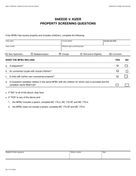 Document preview: Form MC175 P Sneede V. Kizer Property Screening Questions - California