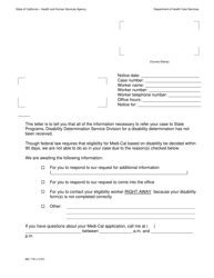 Document preview: Form MC179 Disability Determination Service Division - California