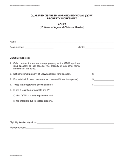 Form MC176 QDWI-2  Printable Pdf