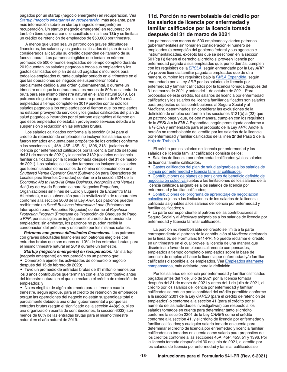 Instrucciones para IRS Formulario 941-PR Planilla Para La Declaracion Federal Trimestral Del Patrono (Puerto Rican Spanish), Page 18